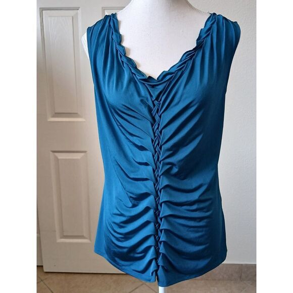 Dana Buchman Womens Sleeveless Braided Detail V Neck Stretch Pullover Top Medium - Picture 1 of 13